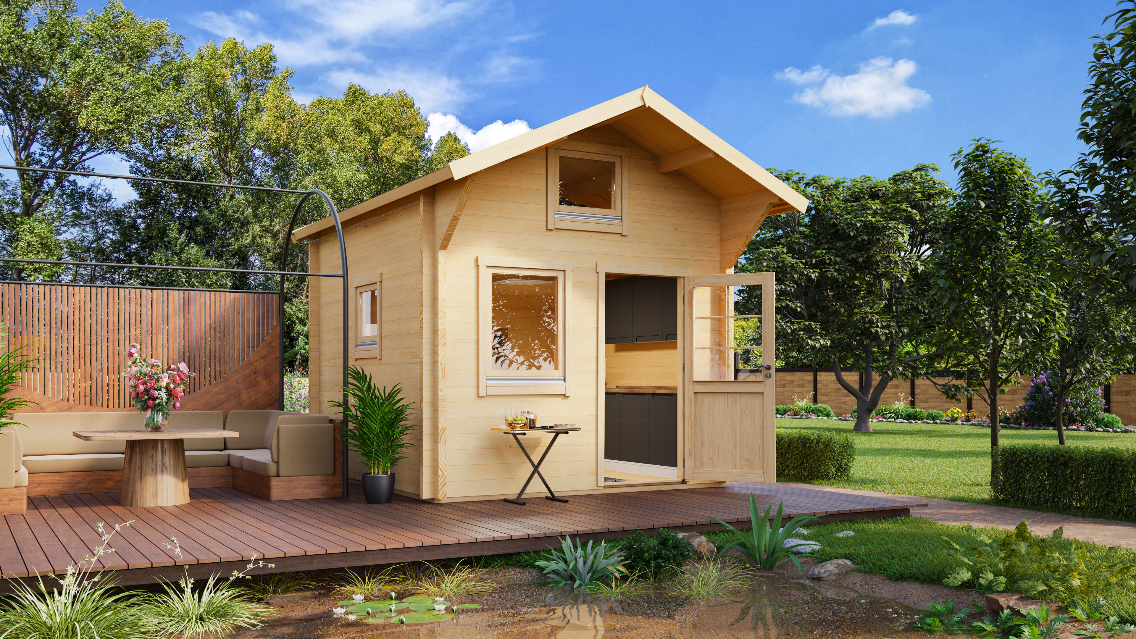 Fjordholz Satteldach Gartenhaus Modell Sönke 44 A