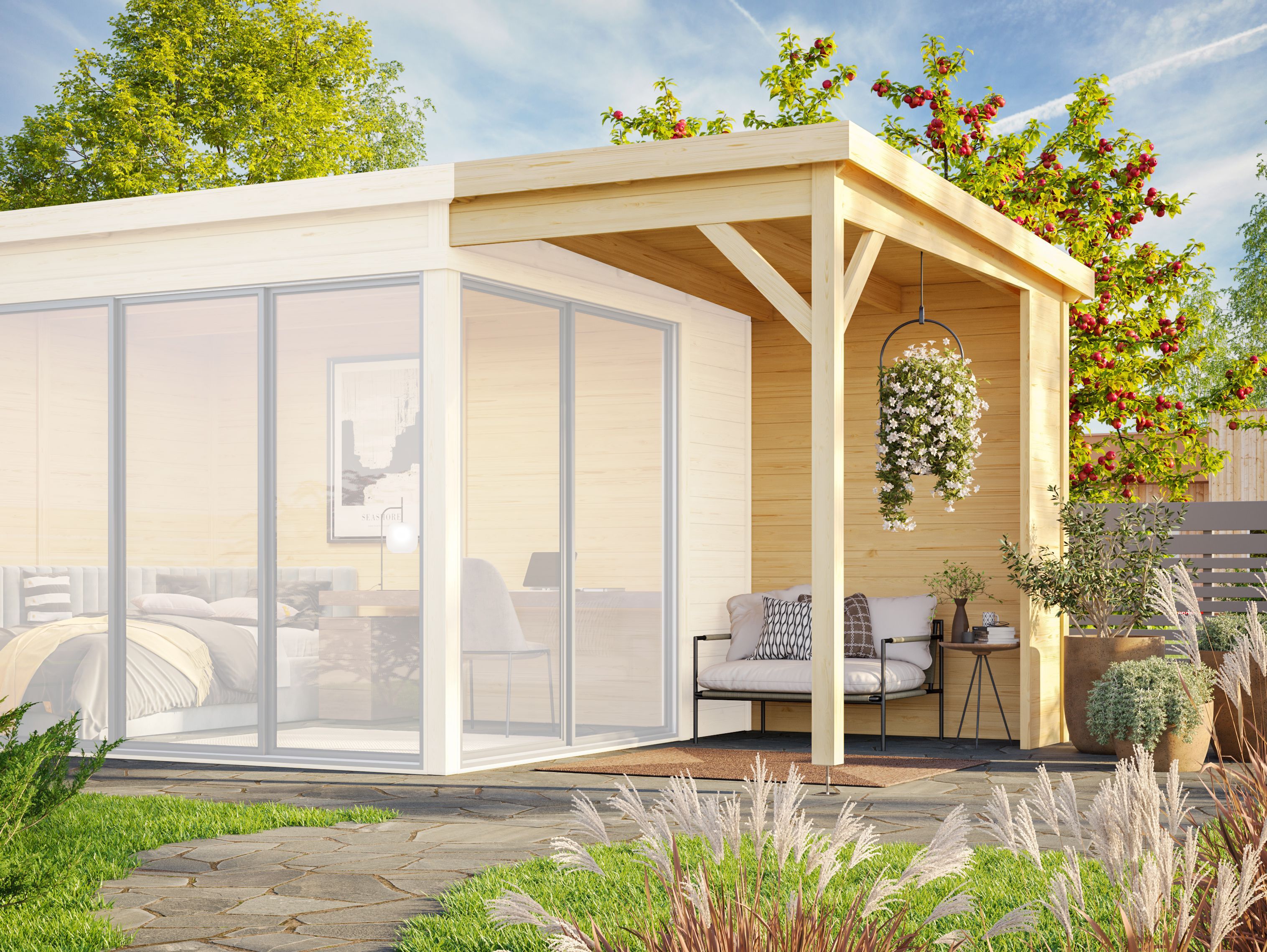 Fjordholz Seitendach für Gartenhaus Mia 28