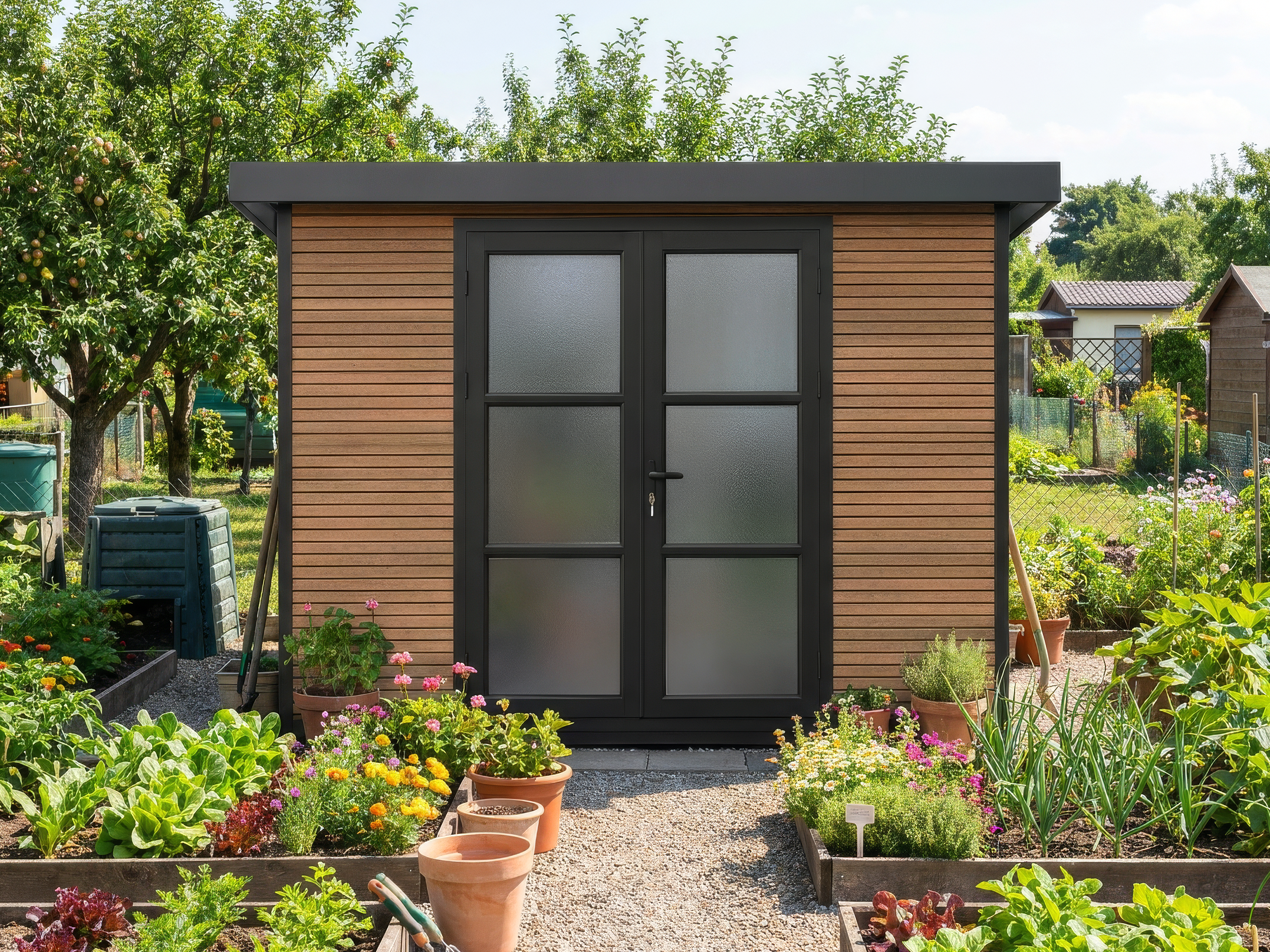 3x2m WPC Gartenhaus Modell FineLine 5,8 m² Teak| Rabatt: 26% Unkategorisiert online kaufen
