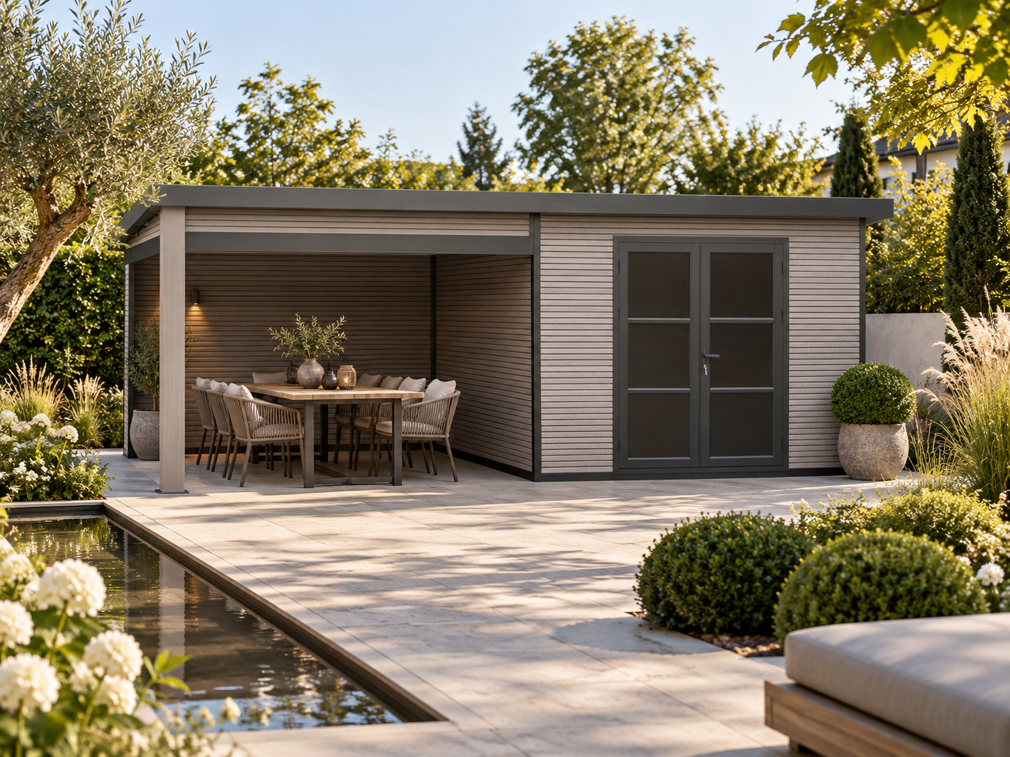 6x3m WPC Gartenhaus mit Lounge Modell FineLine 16,90 m²| Rabatt: 26% Unkategorisiert online kaufen 6x3m WPC Gartenhaus mit Lounge Modell FineLine 16,90 m²| Rabatt: 26% Unkategorisiert online kaufen