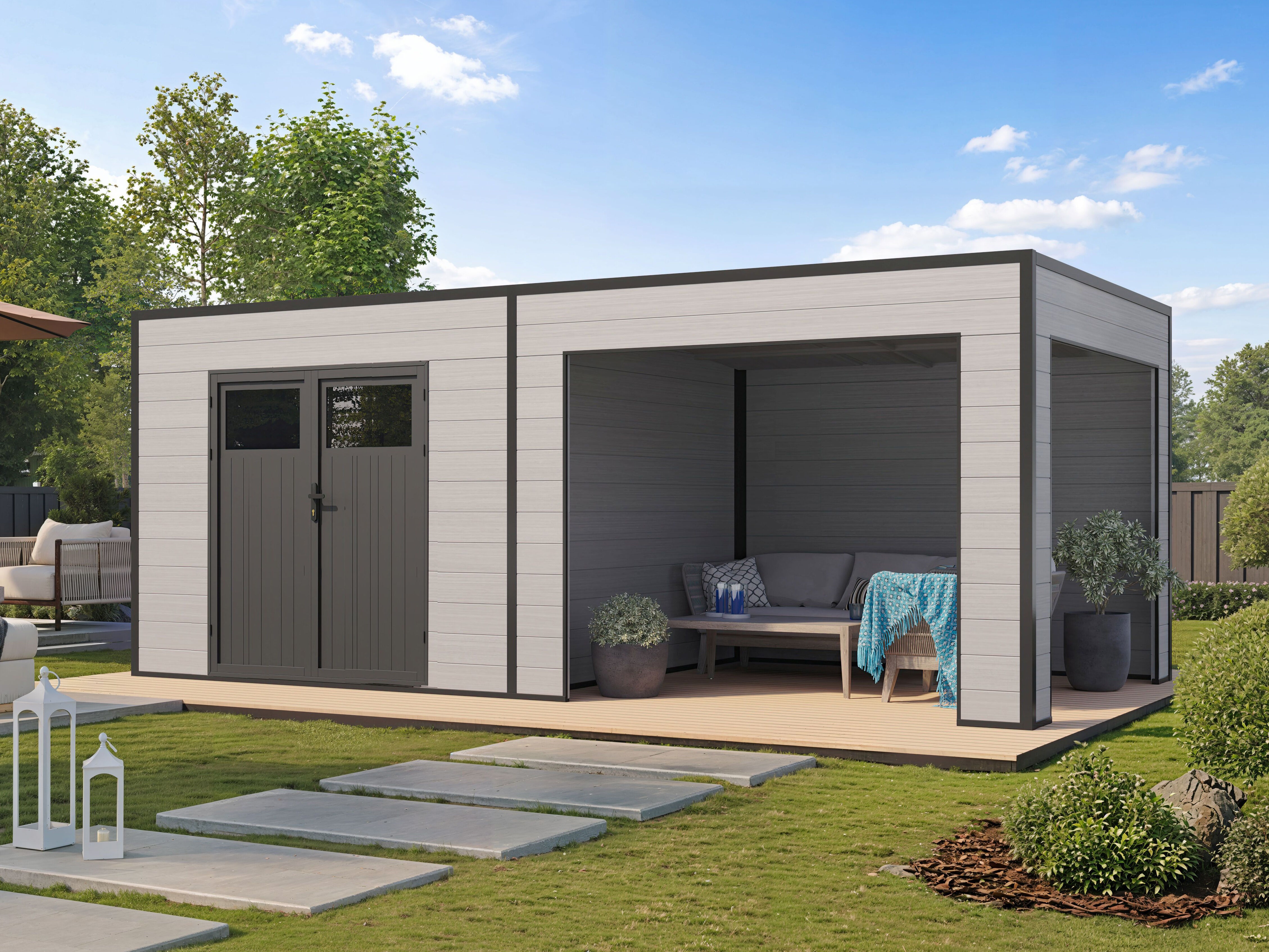 6x3m WPC Gartenhaus Modell Cubus Lounge 16,25 m²| Rabatt: 30% Unkategorisiert online kaufen 6x3m WPC Gartenhaus Modell Cubus Lounge 16,25 m²| Rabatt: 30% Unkategorisiert online kaufen