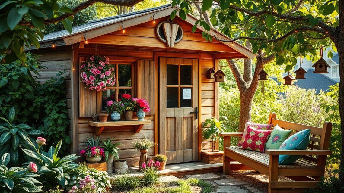 Kreative Dekorationsideen Gartenhaus Holz