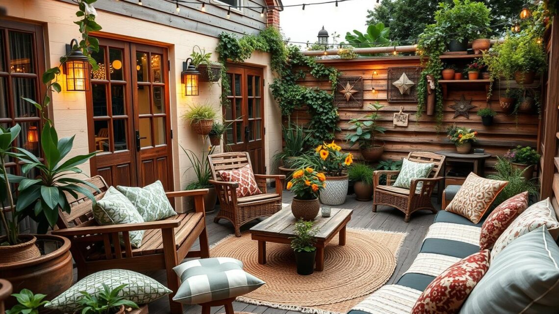 Einrichtungs- und Dekoidee für die Gartenhausterrasse Einrichtungs- und Dekoidee für die Gartenhausterrasse