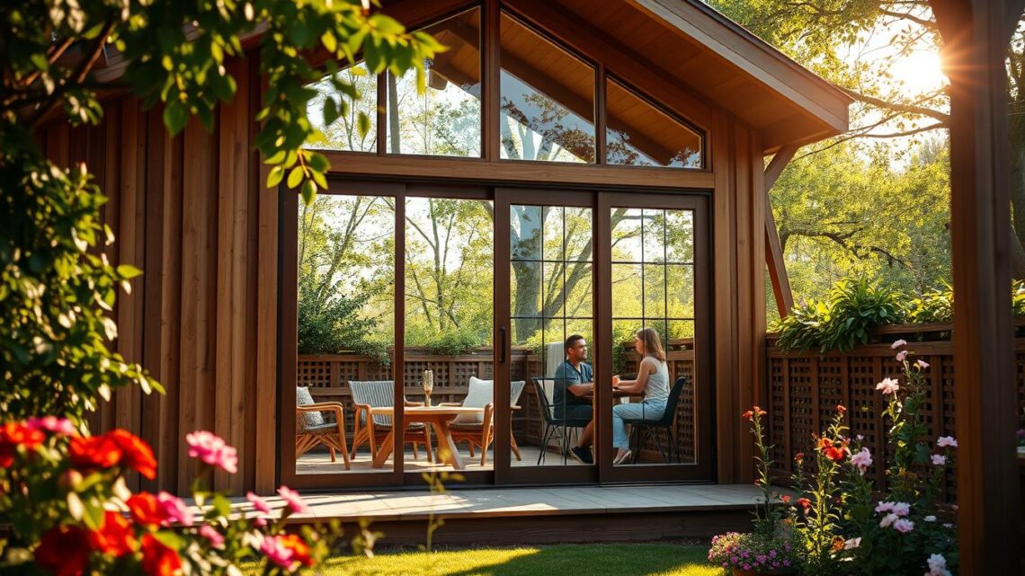 Holz-Gartenhäuser mit Glas-Schiebetüren kaufen Holz-Gartenhäuser mit Glas-Schiebetüren kaufen