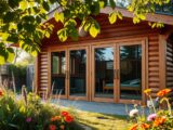 Holzgartenhaus mit Glasschiebetüren