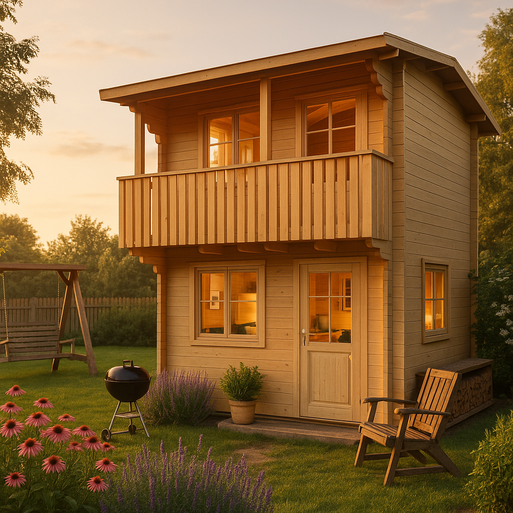 2-stöckiges Fjordholz Satteldach Gartenhaus Modell