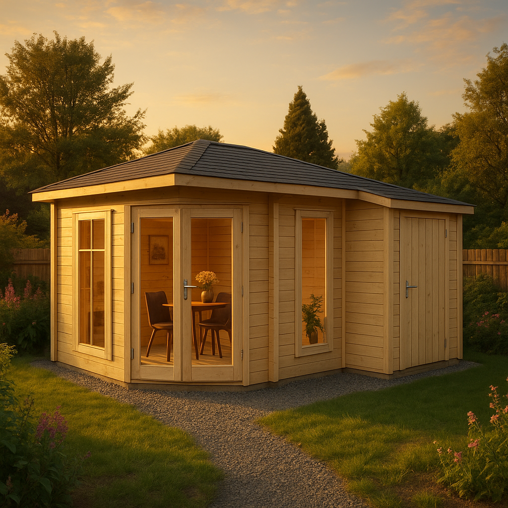 5-Eck Gartenhaus Liwa Compact mit Anbau