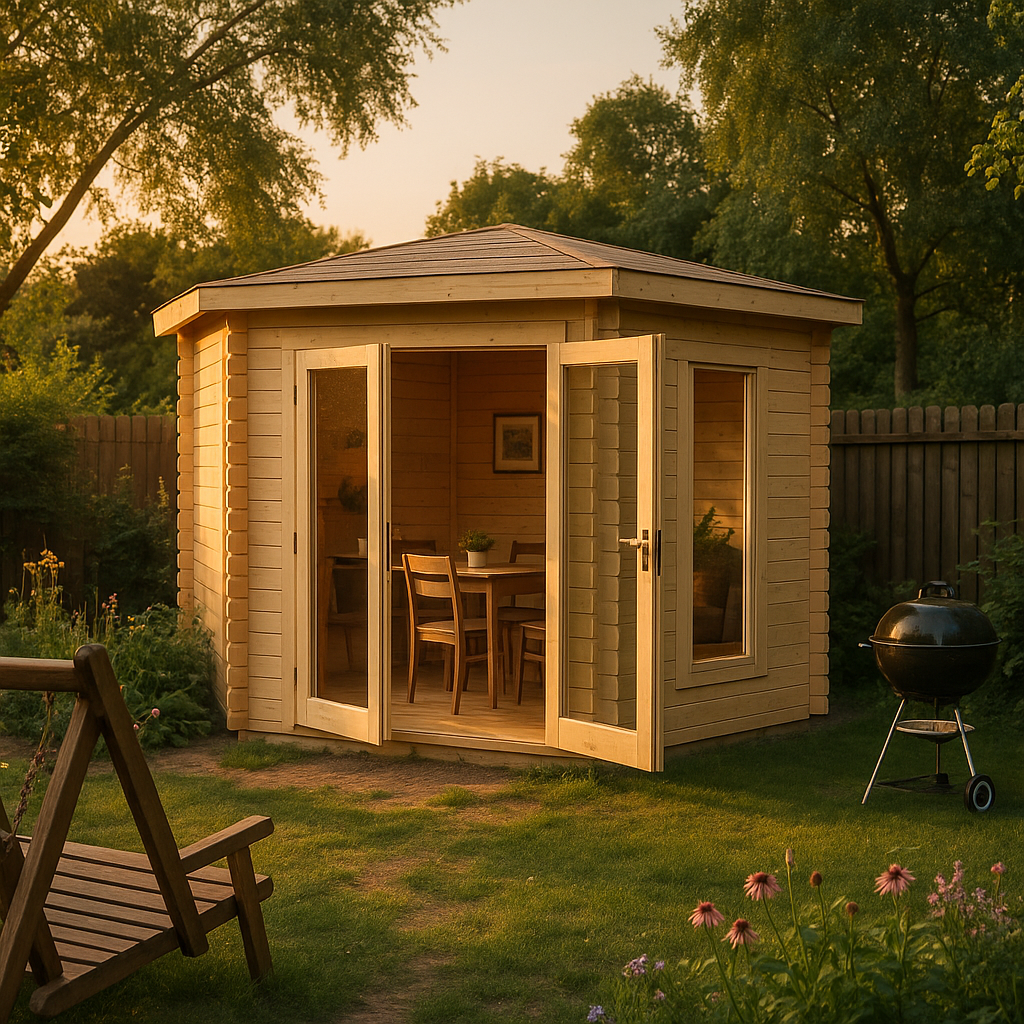 Fjordholz 5 Eck Gartenhaus Modell Abbie 28, Naturb