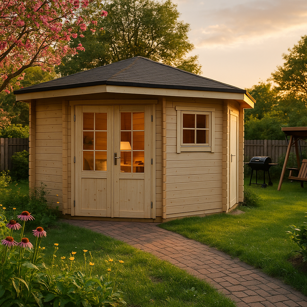 Fjordholz 5-Eck Gartenhaus Modell Evelyn 2D
