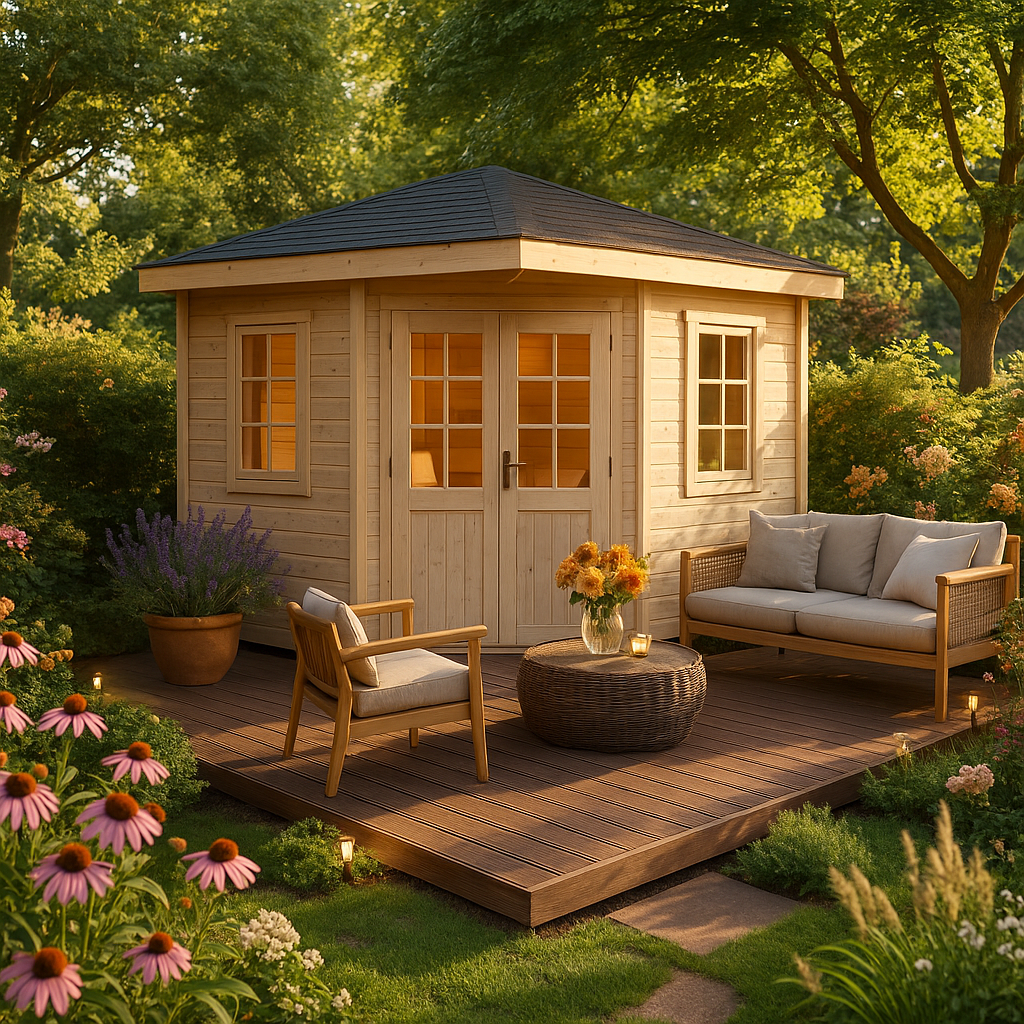 3x3m Fjordholz 5-Eck Gartenhaus Modell Evelyn 3A| Rabatt: 26%