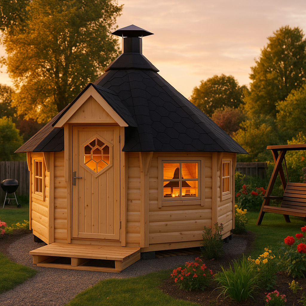 Fjordholz 6-Eck Grillkota Modell Nils 6m²| Rabatt: 26%|3x2m