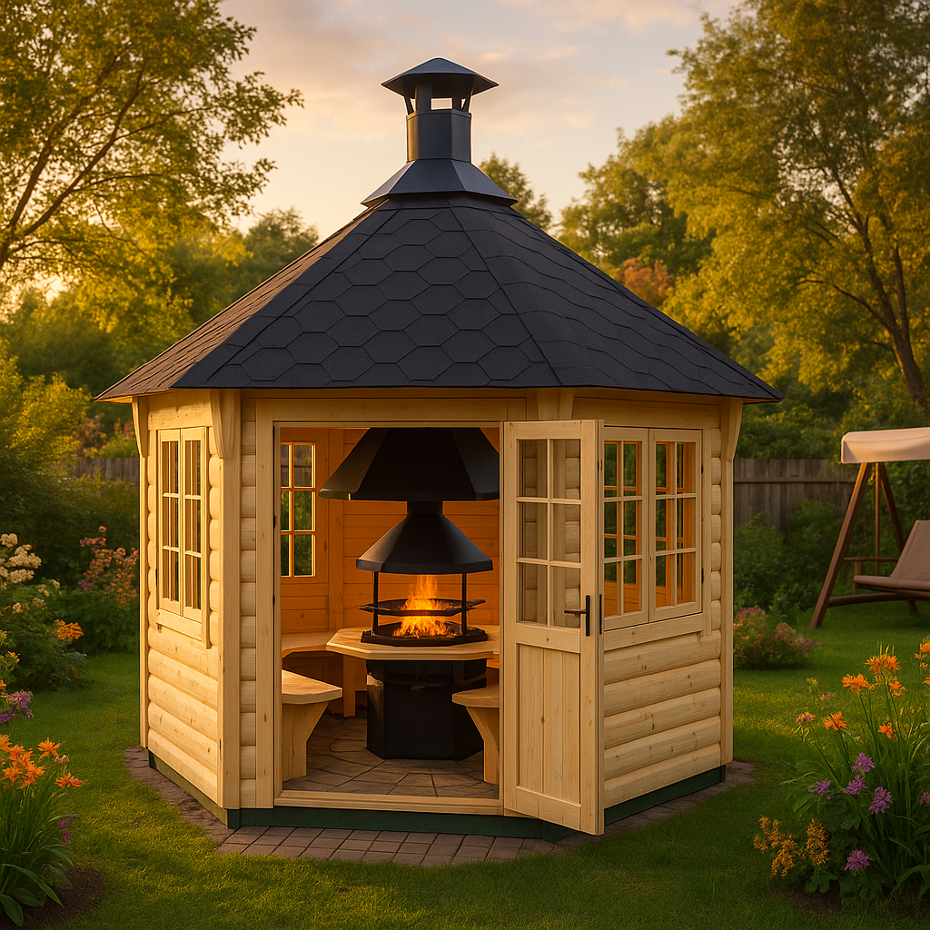 Fjordholz 6-Eck Grillpavillon Modell Gunnar 6m²| Rabatt: 26%|3x3m