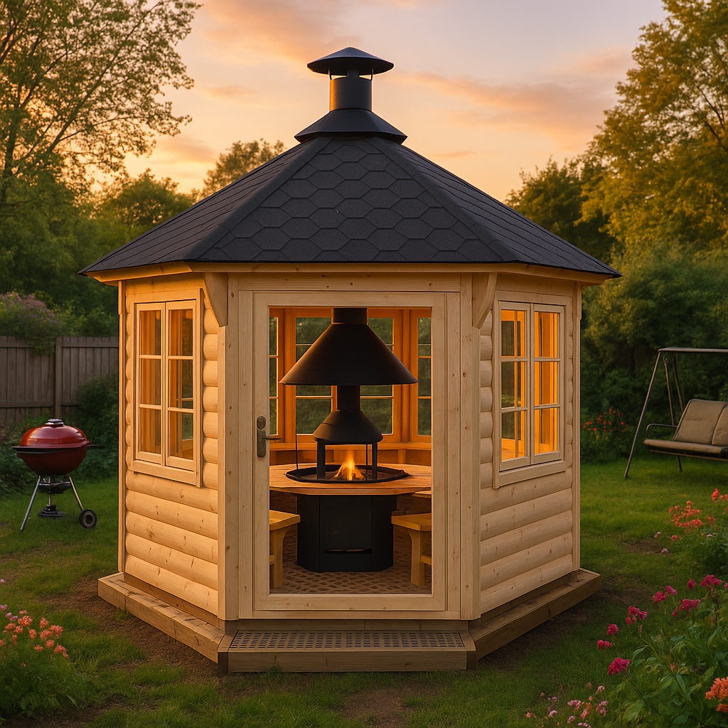 Fjordholz 6-Eck Grillpavillon Modell Hannes 9,0 m²