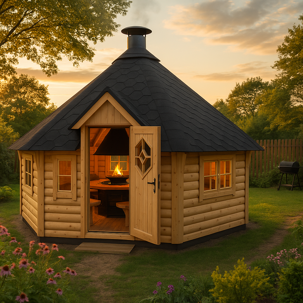 Fjordholz 8-Eck Grillkota Modell Lasse 17,0m² DeLu| Rabatt: 26%