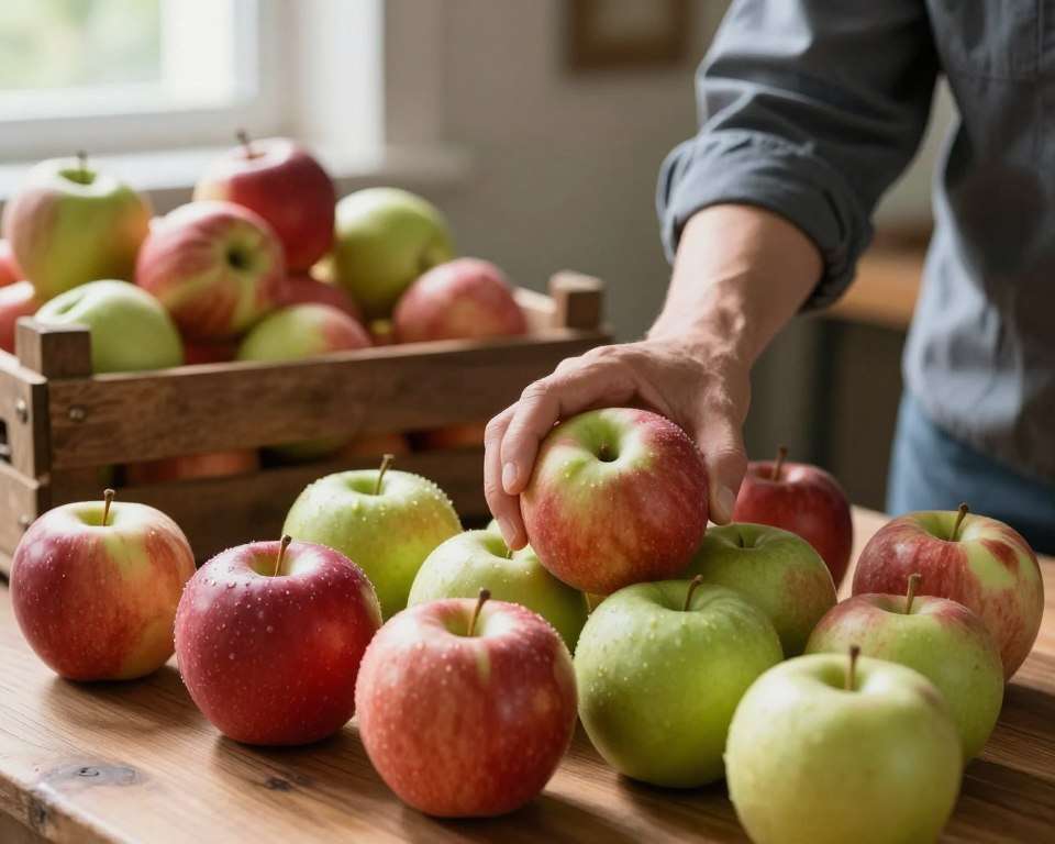 Äpfel kontrollieren und aussortieren