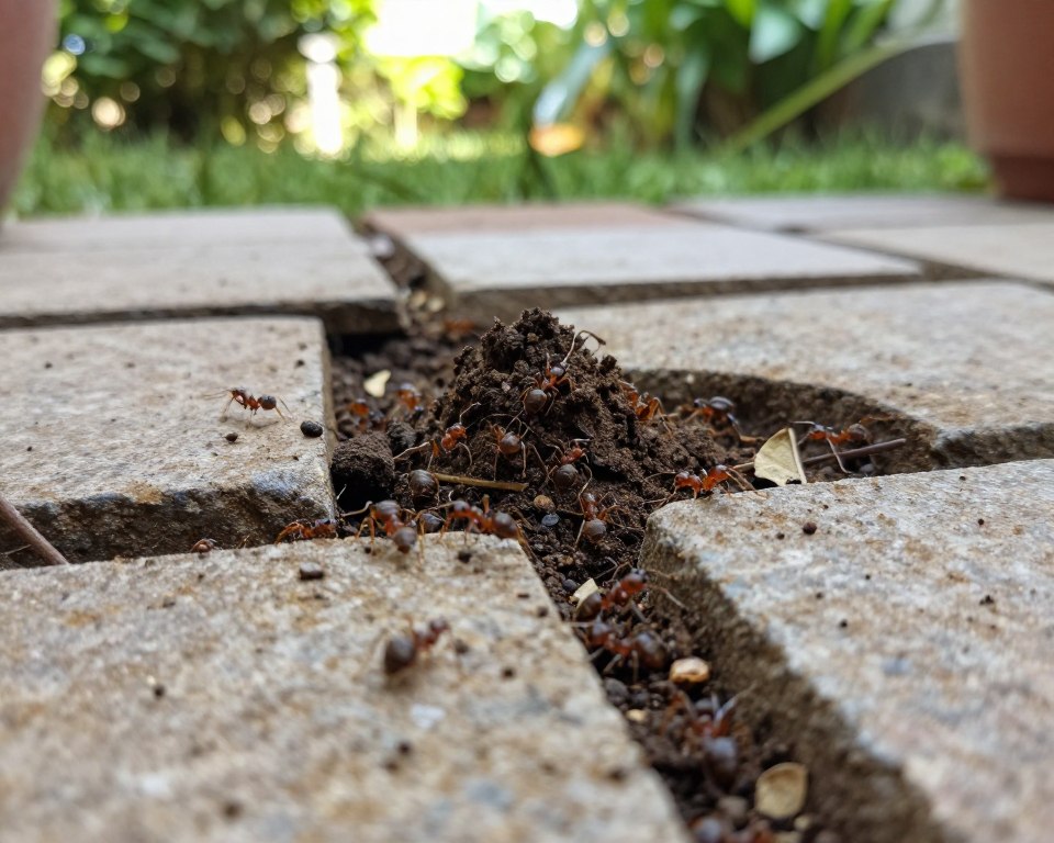 Ameisenhügel auf Terrassenplatten Ameisenhügel auf Terrassenplatten