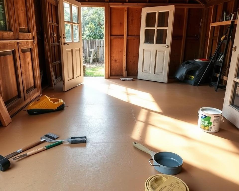 Anleitung Betonboden streichen Gartenhausboden renovieren