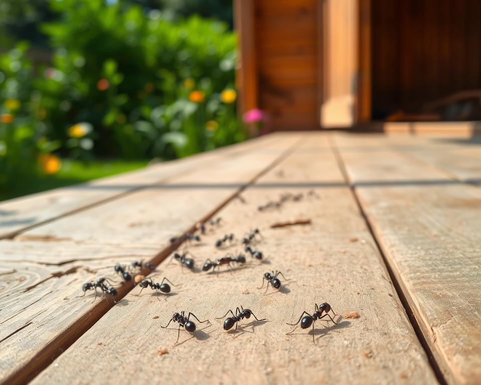 Anzeichen für Ameisen im Gartenhaus