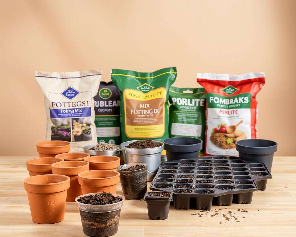 Anzuchterde und Gefäße