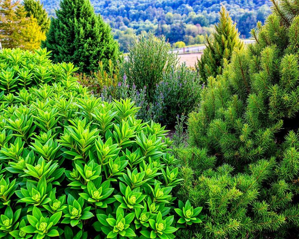 Artenvielfalt immergrüne Sträucher