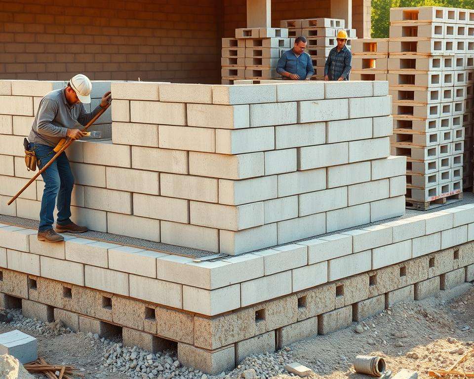Aufbau und Installation von Wandblöcken