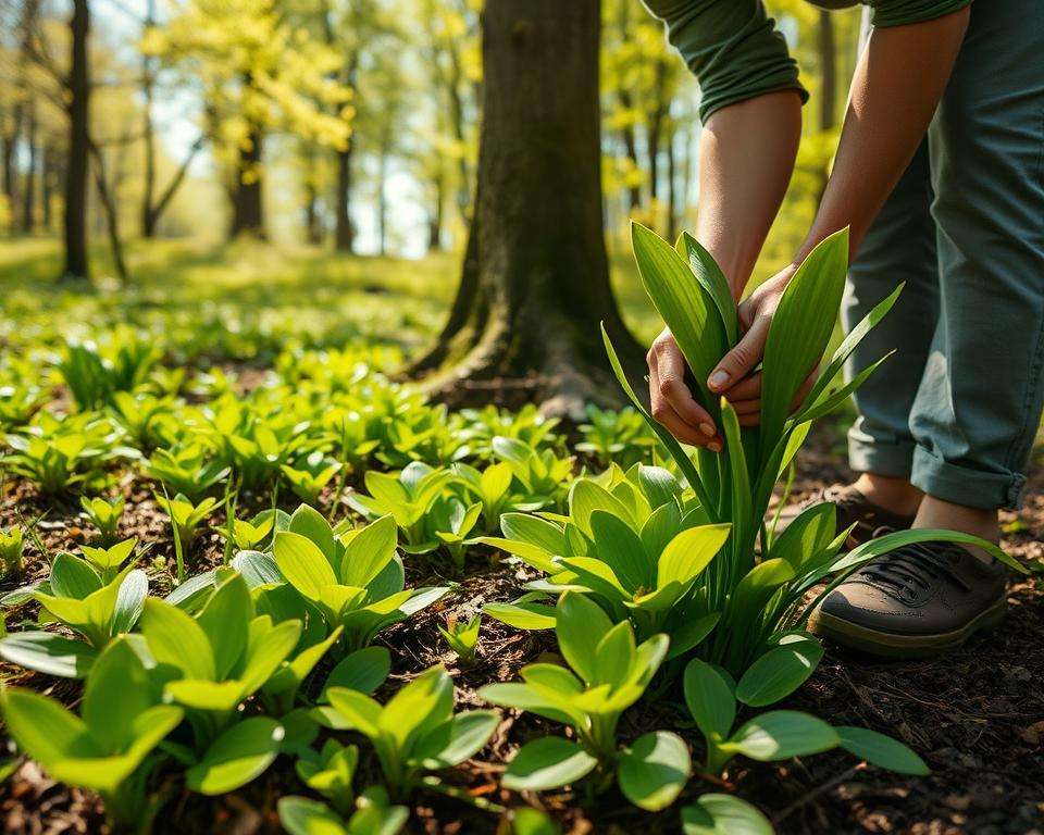 Bärlauch Blätter ernten Technik Bärlauch Blätter ernten Technik