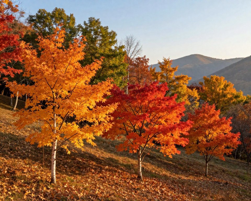 Bäume mit malerischer Herbstfärbung