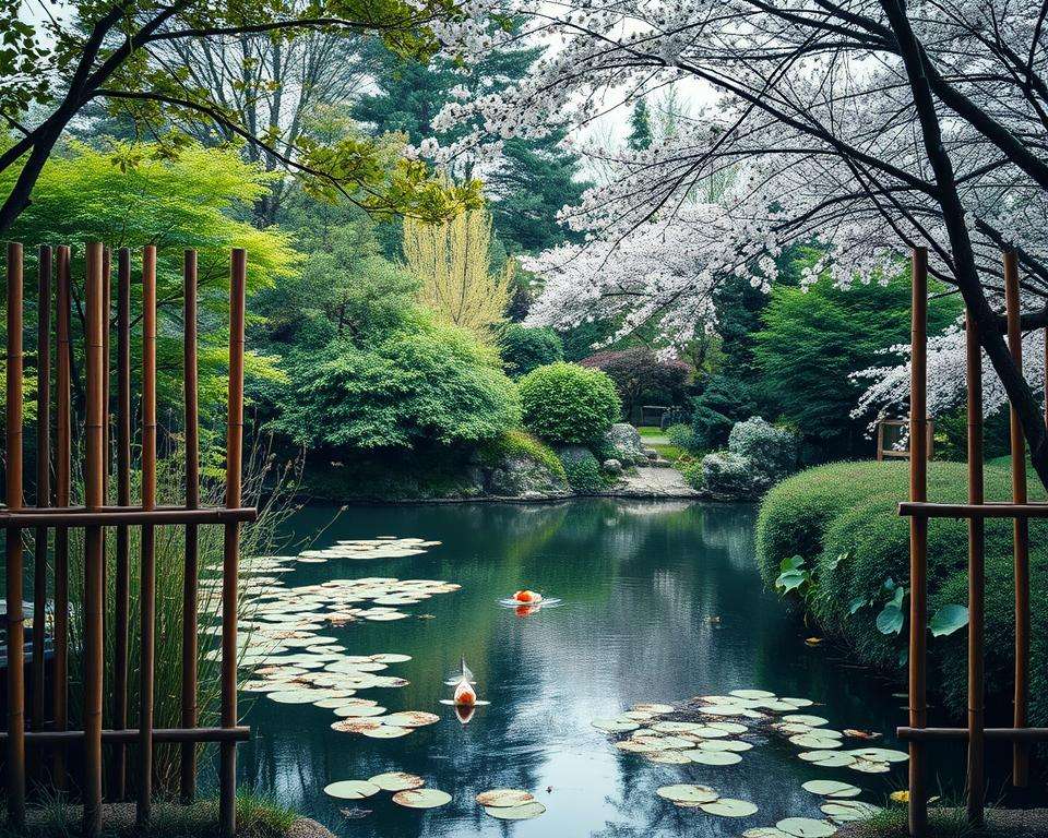 Bambuszäune japanischen Garten