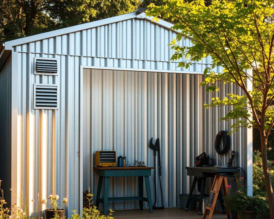 Belüftung und Isolierung Metallschuppen