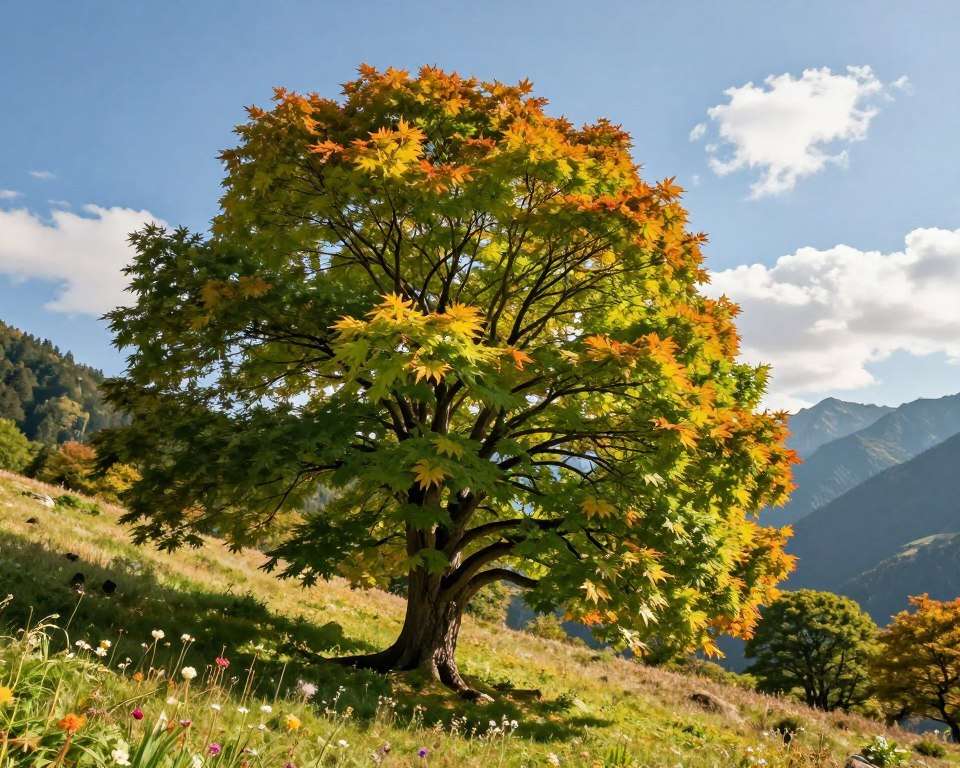 Bergahorn Baum in voller Pracht