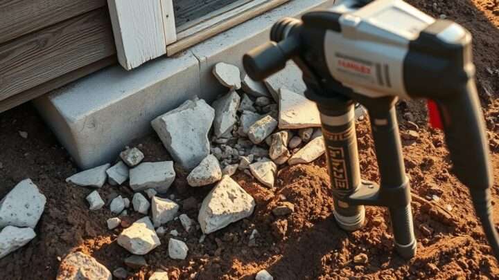 Betonfundament eines Gartenhauses entfernen