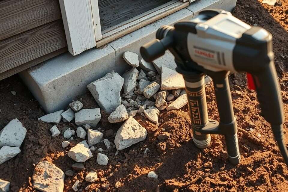 Betonfundament eines Gartenhauses entfernen