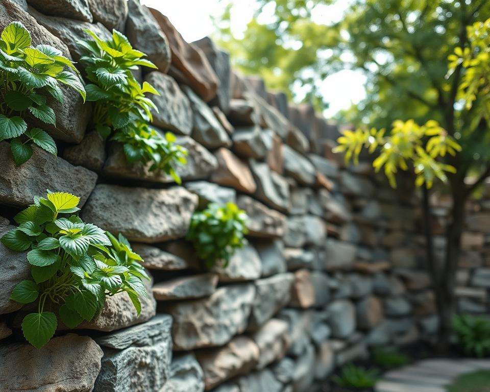 Bewässerung Steinmauer Vertikalbepflanzung