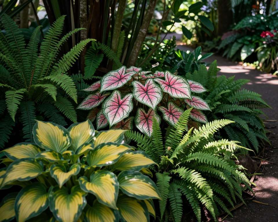 Blattschmuckpflanzen im Schattengarten Blattschmuckpflanzen im Schattengarten