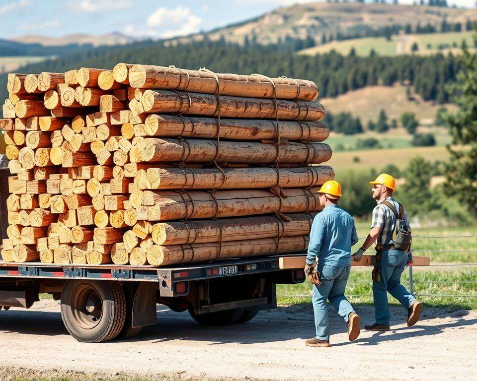 Blockhaus Lieferung Montage