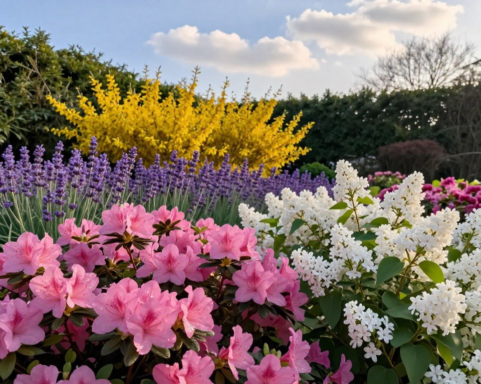 Blühende Blütensträucher im Garten
