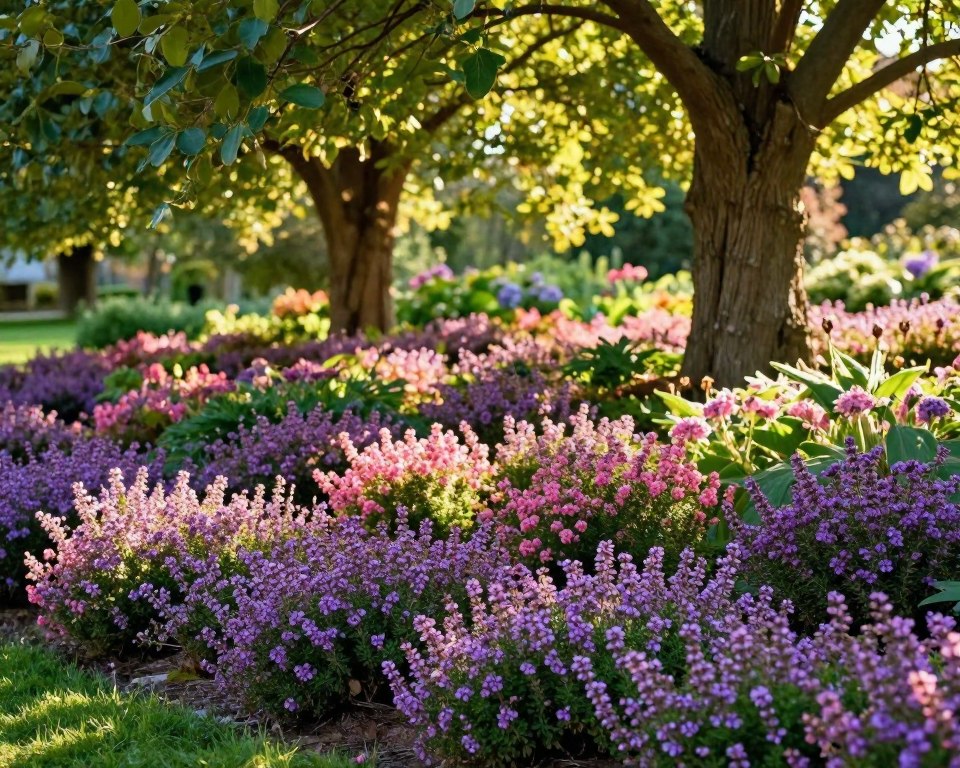 Blühende Bodendecker im Schatten