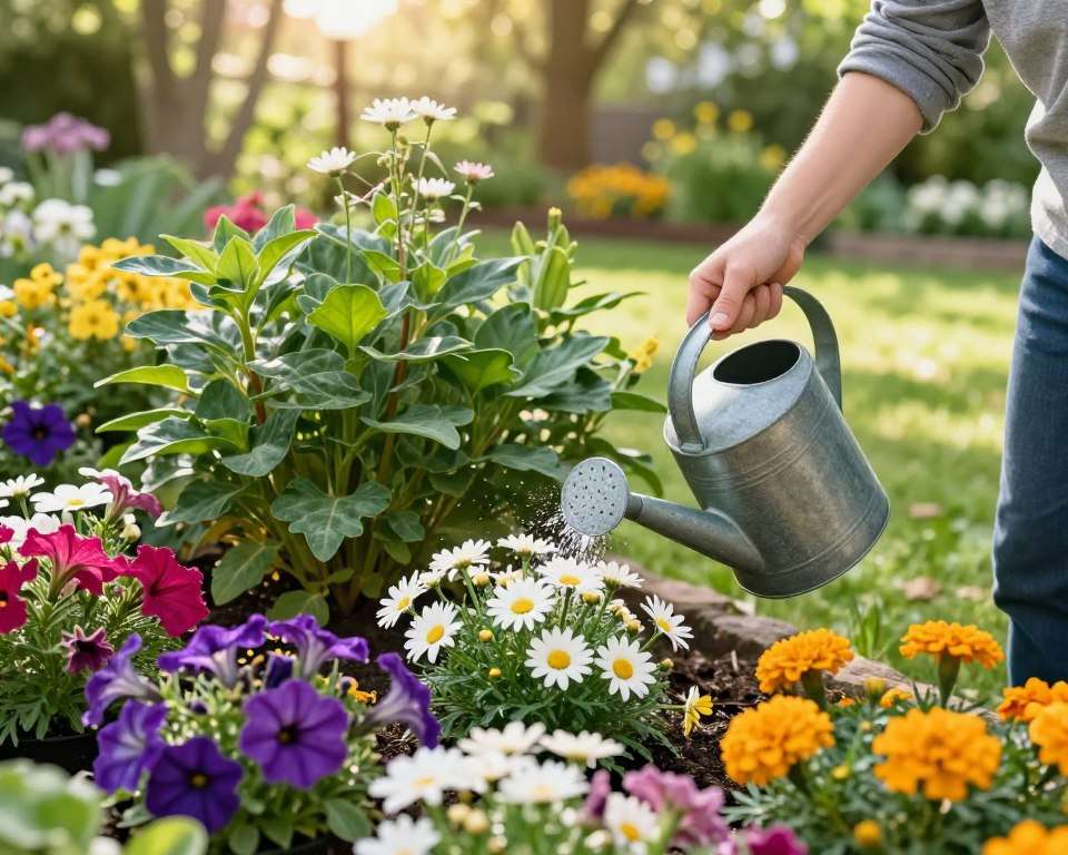 Blumenbeet gießen Anleitung