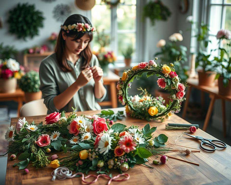 Blumenkranz flechten Techniken