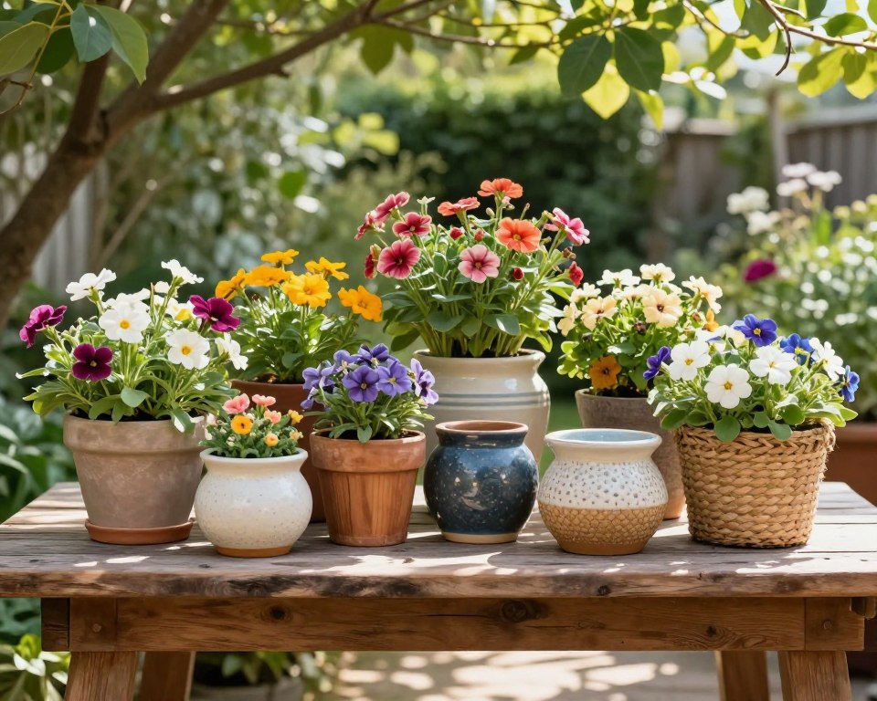 Blumentopf Materialien im Garten