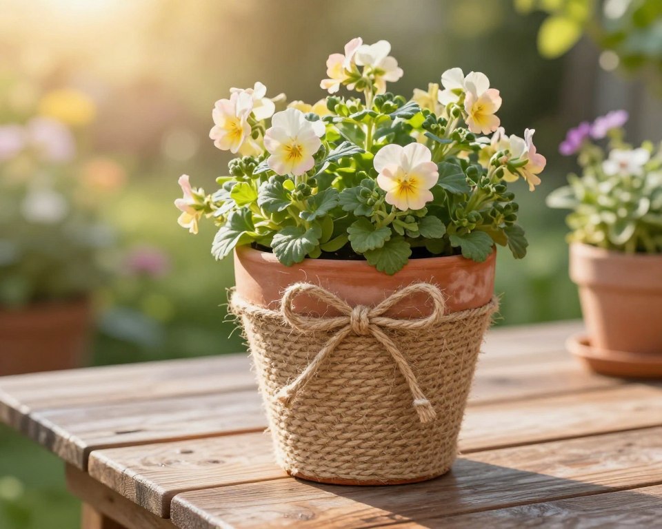 Blumentopf mit Jute dekorieren