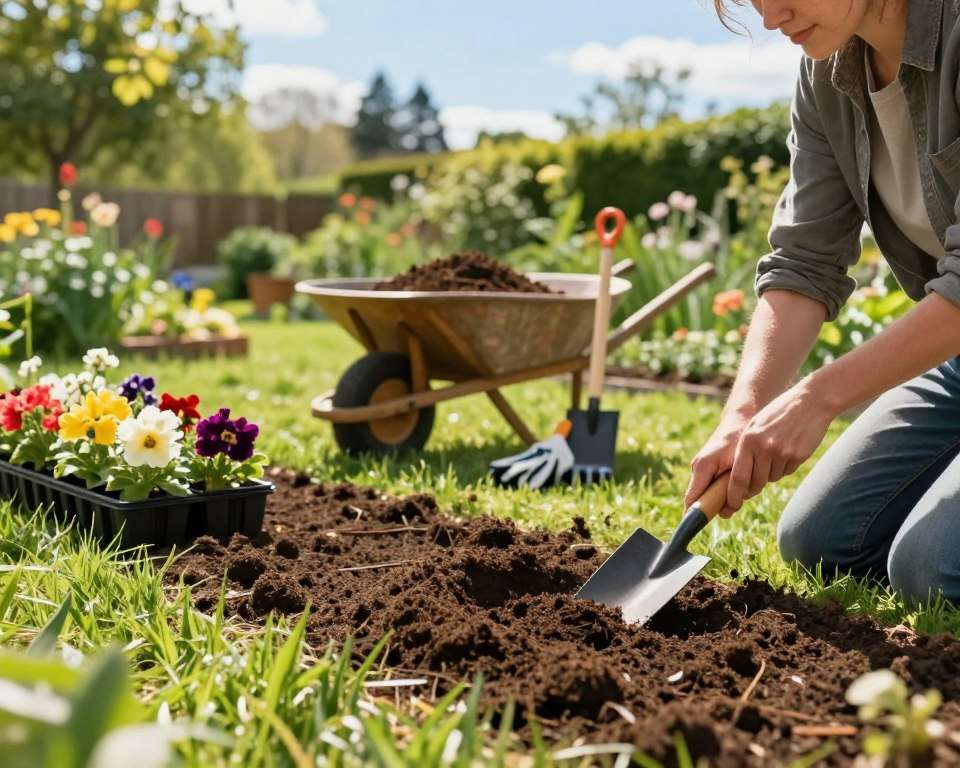 Bodenvorbereitung für Blumenbeet