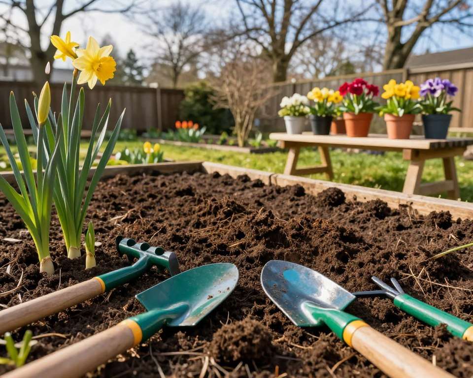 Bodenvorbereitung für Frühlingsblumen Bodenvorbereitung für Frühlingsblumen