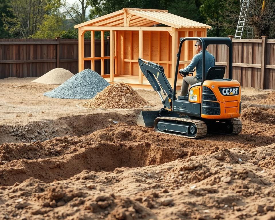 Bodenvorbereitung für Gartenhaus-Fundament