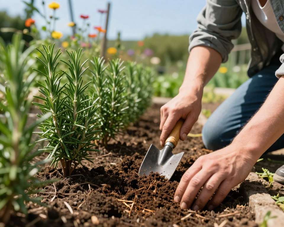 Bodenvorbereitung für Rosmarin