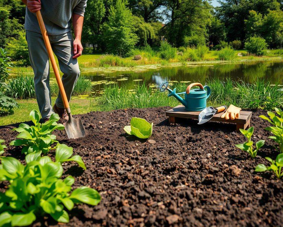Bodenvorbereitung für Sumpfbeet