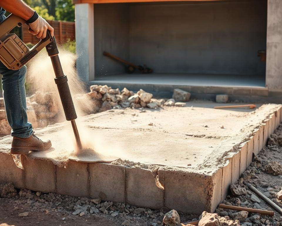 Bohrungen setzen Betonfundament entfernen