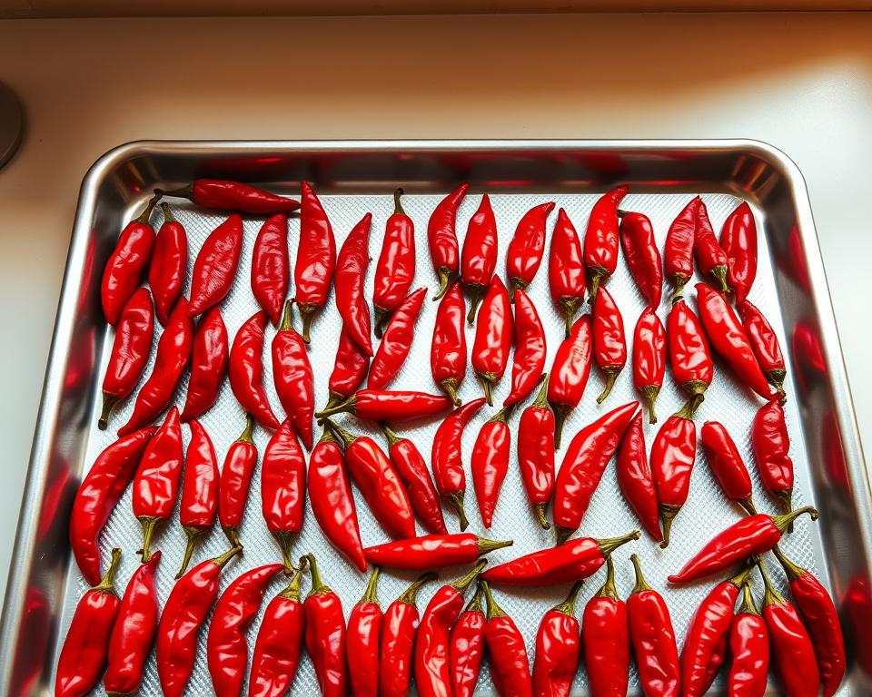 Chilis im Backofen trocknen