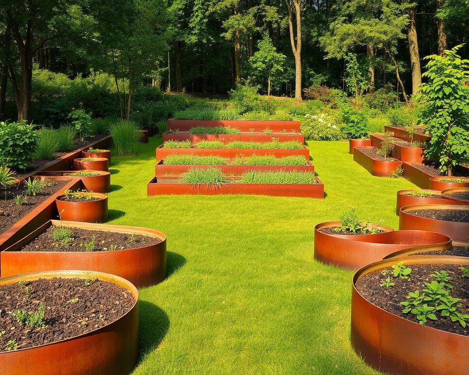 Cortenstahl Beeteinfassungen und Stützmauern