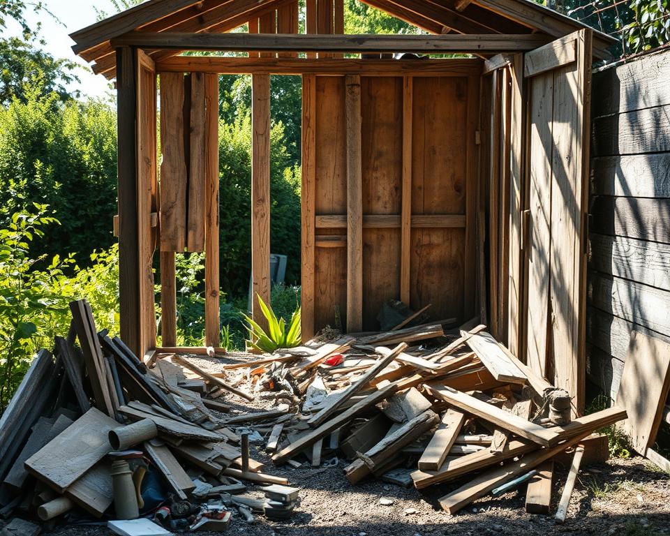 DIY Abriss eines Gartenhauses